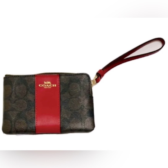 NWT Coach Brown and Red Wristlet in the gift box - Picture 5 of 10